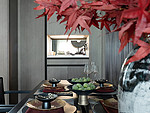 90平米新中式风格五室餐厅装修效果图，餐桌创意设计图