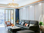 115平米轻奢风格三室客厅装修效果图，灯饰创意设计图