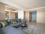 109平米现代简约风三室客厅装修效果图，地板创意设计图