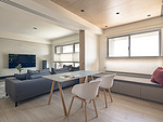 116平米现代简约风三室客厅装修效果图，飘窗创意设计图