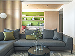 109平米现代简约风三室客厅装修效果图，沙发创意设计图