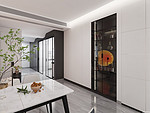 106平米现代简约风二室餐厅装修效果图，餐桌创意设计图