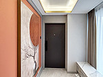 105平米美式风格三室玄关装修效果图，背景墙创意设计图