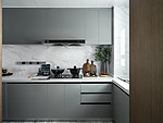 90平米新中式风格五室厨房装修效果图，橱柜创意设计图