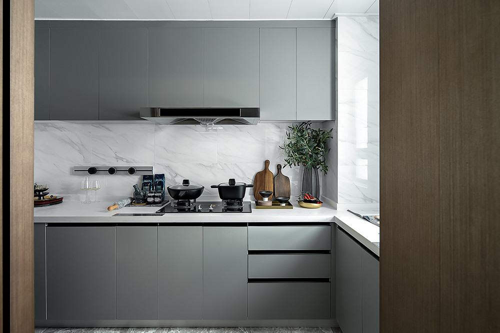 148平米新中式风格五室厨房装修效果图，橱柜创意设计图