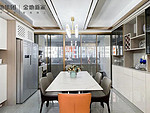 142平米轻奢风格三室餐厅装修效果图，门窗创意设计图