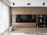 132平米新中式风格三室客厅装修效果图，书柜创意设计图