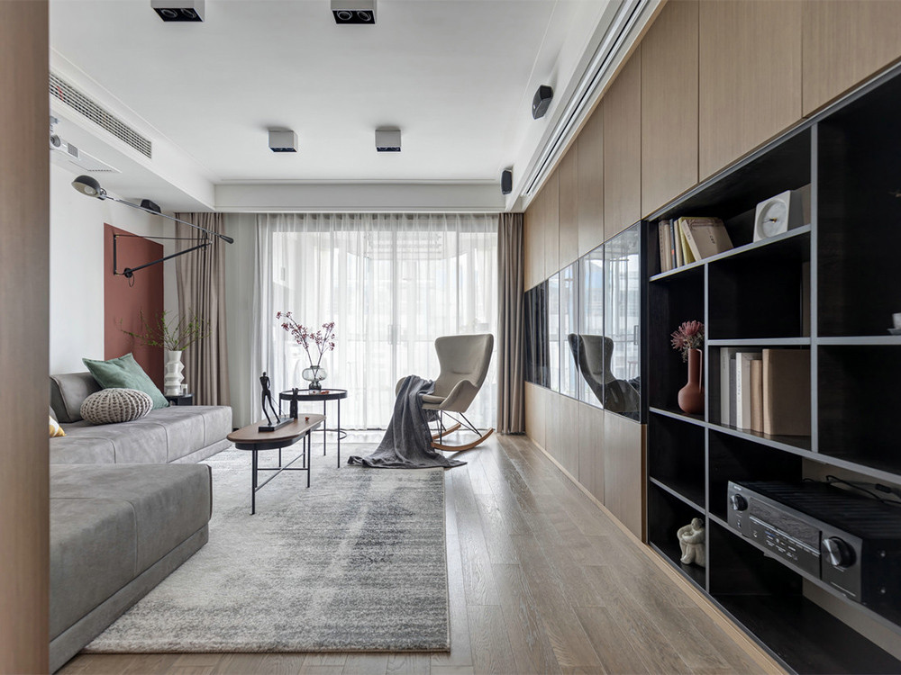 132平米新中式风格三室客厅装修效果图，创意设计图