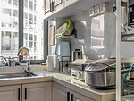 75平米北欧风格三室厨房装修效果图，吧台创意设计图