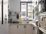 89平米北欧风格三室厨房装修效果图，吧台创意设计图