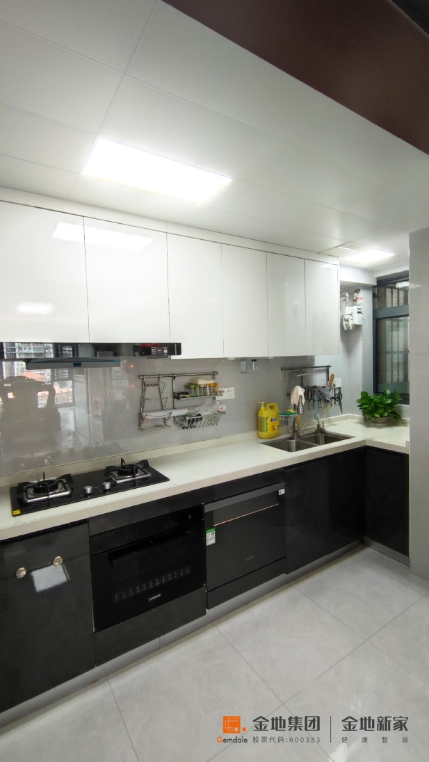 100平米新中式风格三室厨房装修效果图，橱柜创意设计图