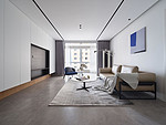 101平米现代简约风三室客厅装修效果图，地板创意设计图