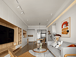90平米北欧风格三室客厅装修效果图，收纳柜创意设计图