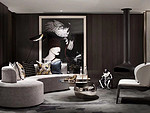 380平米现代简约风别墅客厅装修效果图，书柜创意设计图