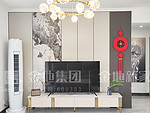 146平米现代简约风三室客厅装修效果图，电视墙创意设计图