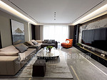 85平米现代简约风三室客厅装修效果图，照片墙创意设计图
