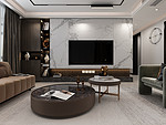 150平米轻奢风格三室客厅装修效果图，软装创意设计图