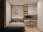 134平米日式风格二室卧室装修效果图，墙面创意设计图