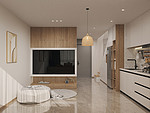 125平米日式风格二室客厅装修效果图，墙面创意设计图