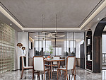 146平米新中式风格四室餐厅装修效果图，墙面创意设计图