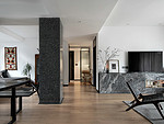 116平米现代简约风三室客厅装修效果图，地板创意设计图