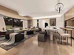 88平米轻奢风格三室餐厅装修效果图，餐桌创意设计图