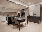 128平米混搭风格三室餐厅装修效果图，餐桌创意设计图