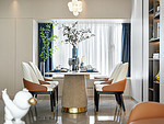 91平米轻奢风格三室餐厅装修效果图，餐桌创意设计图