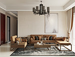 50平米新中式风格三室客厅装修效果图，沙发创意设计图