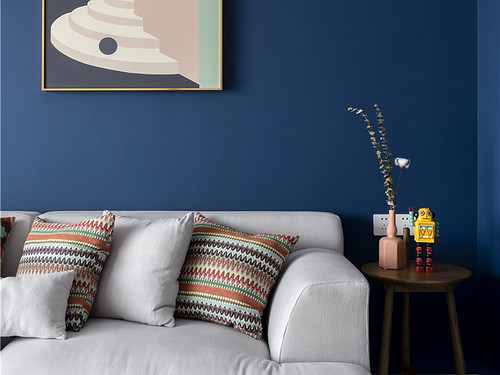 蓝色墙面搭配沙发图片图片