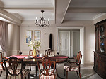 158平米美式风格三室餐厅装修效果图，餐桌创意设计图