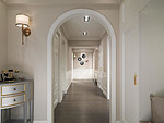 146平米美式风格三室走廊装修效果图，背景墙创意设计图