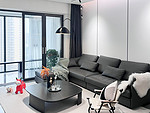 75平米现代简约风三室客厅装修效果图，软装创意设计图