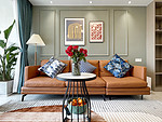 115平米轻奢风格三室客厅装修效果图，沙发创意设计图
