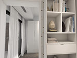 78平米现代简约风三室卧室装修效果图，书柜创意设计图