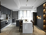94平米现代简约风三室厨房装修效果图，橱柜创意设计图