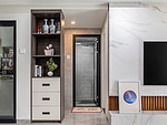 80平米轻奢风格五室走廊装修效果图，置物柜创意设计图