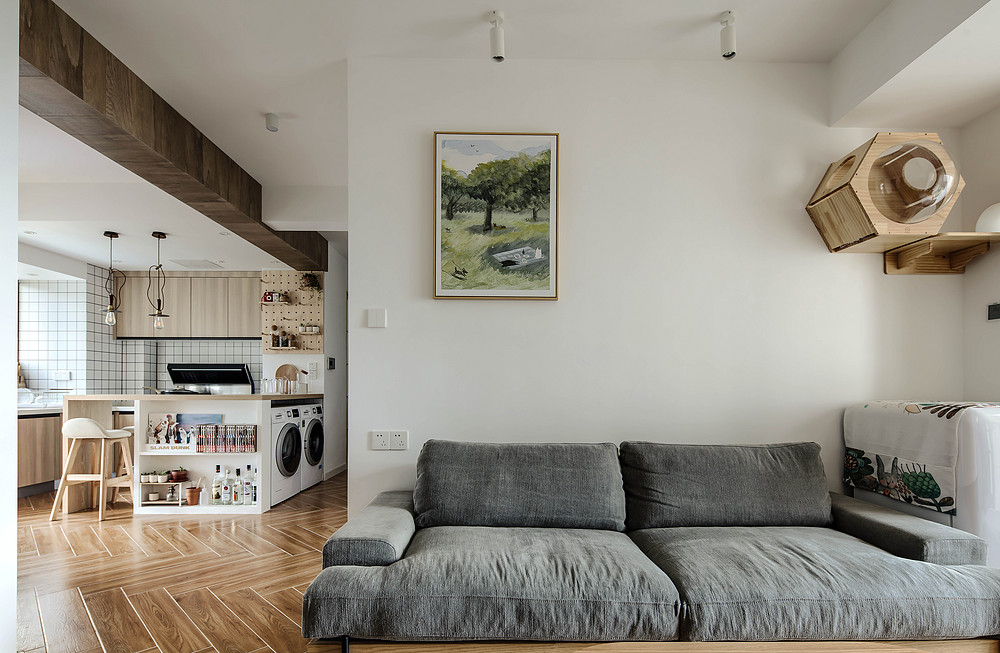 89平米北欧风格三室客厅装修效果图，软装创意设计图