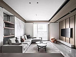 105平米现代简约风三室客厅装修效果图，墙面创意设计图