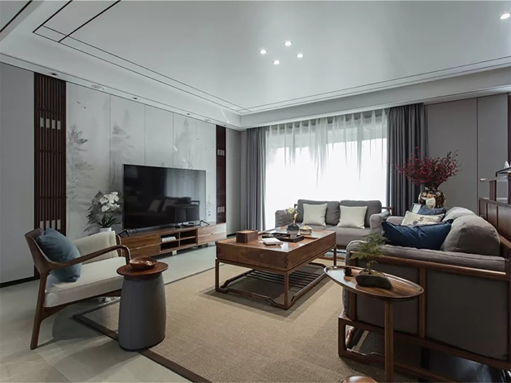 159平米新中式风格四室客厅装修效果图，创意设计图