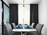 109平米现代简约风三室餐厅装修效果图，餐桌创意设计图