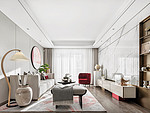 198平米轻奢风格四室客厅装修效果图，背景墙创意设计图