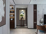 159平米新中式风格四室客厅装修效果图，背景墙创意设计图