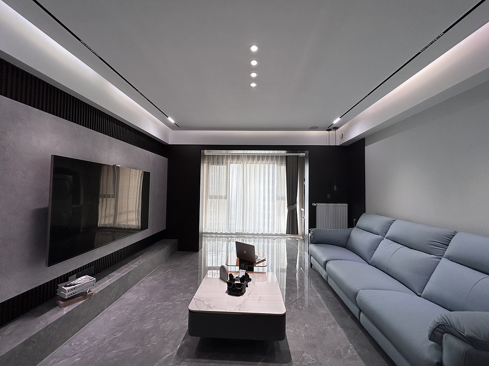 116平米现代简约风二室客厅装修效果图，沙发创意设计图