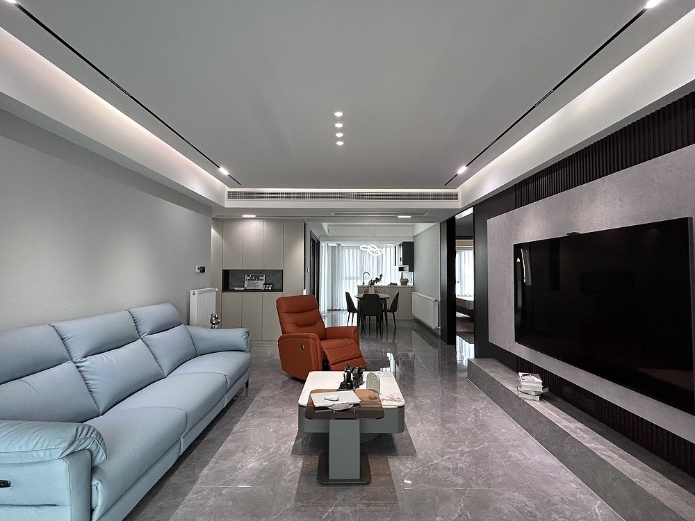 116平米现代简约风二室客厅装修效果图，沙发创意设计图