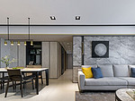 134平米现代简约风四室客餐厅装修效果图，地板创意设计图
