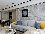 107平米现代简约风四室客厅装修效果图，电视墙创意设计图