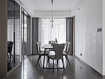 105平米现代简约风三室客厅装修效果图，餐桌创意设计图