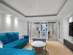 146平米美式风格三室客厅装修效果图，地板创意设计图