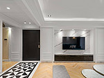 105平米美式风格三室客厅装修效果图，电视墙创意设计图